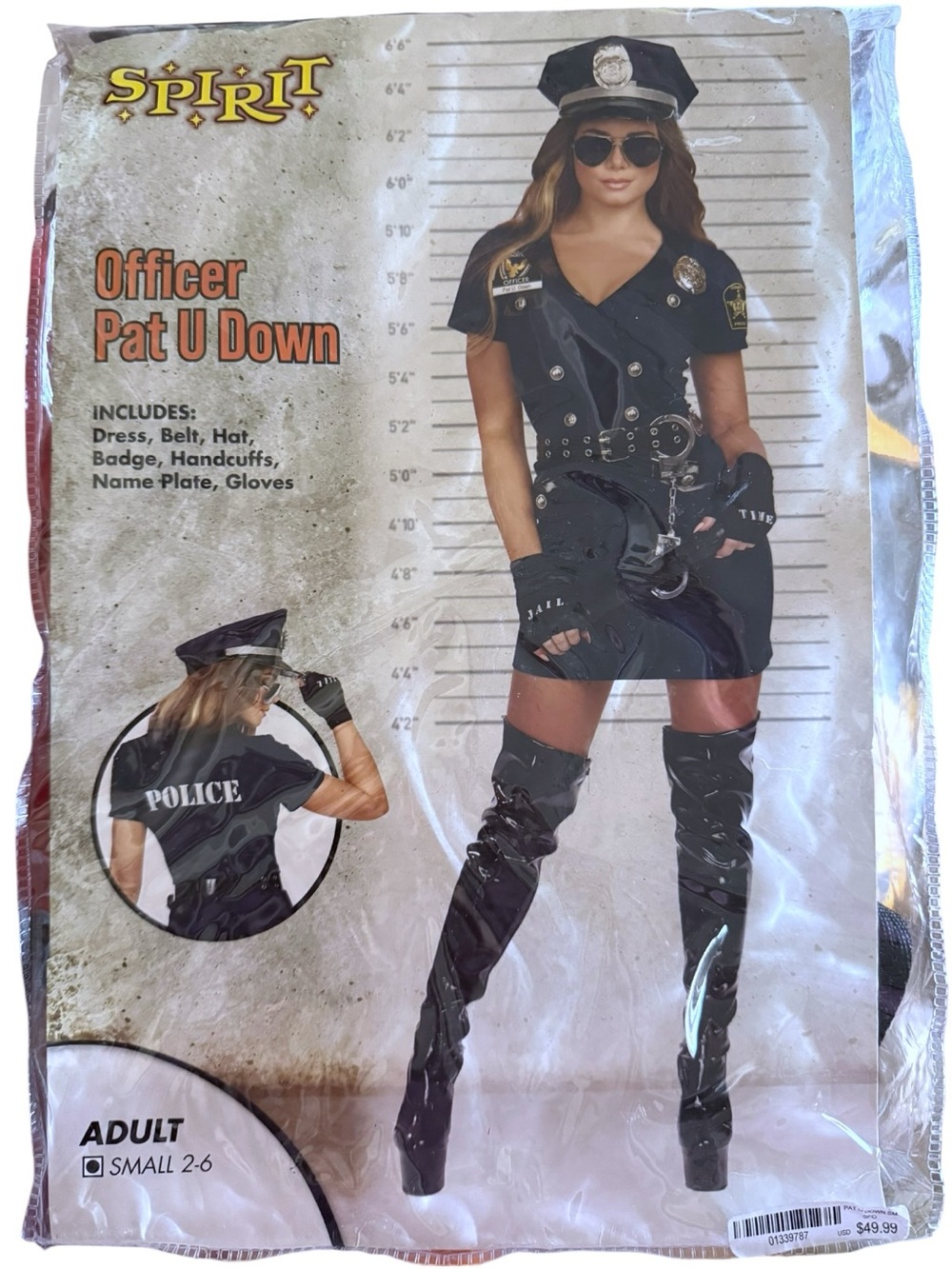 Spirit Halloween Officer Pat U Down Navy Police Costume Adult Small 2-6